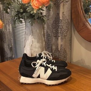 New Balance Black and White Retro 327 Sneakers